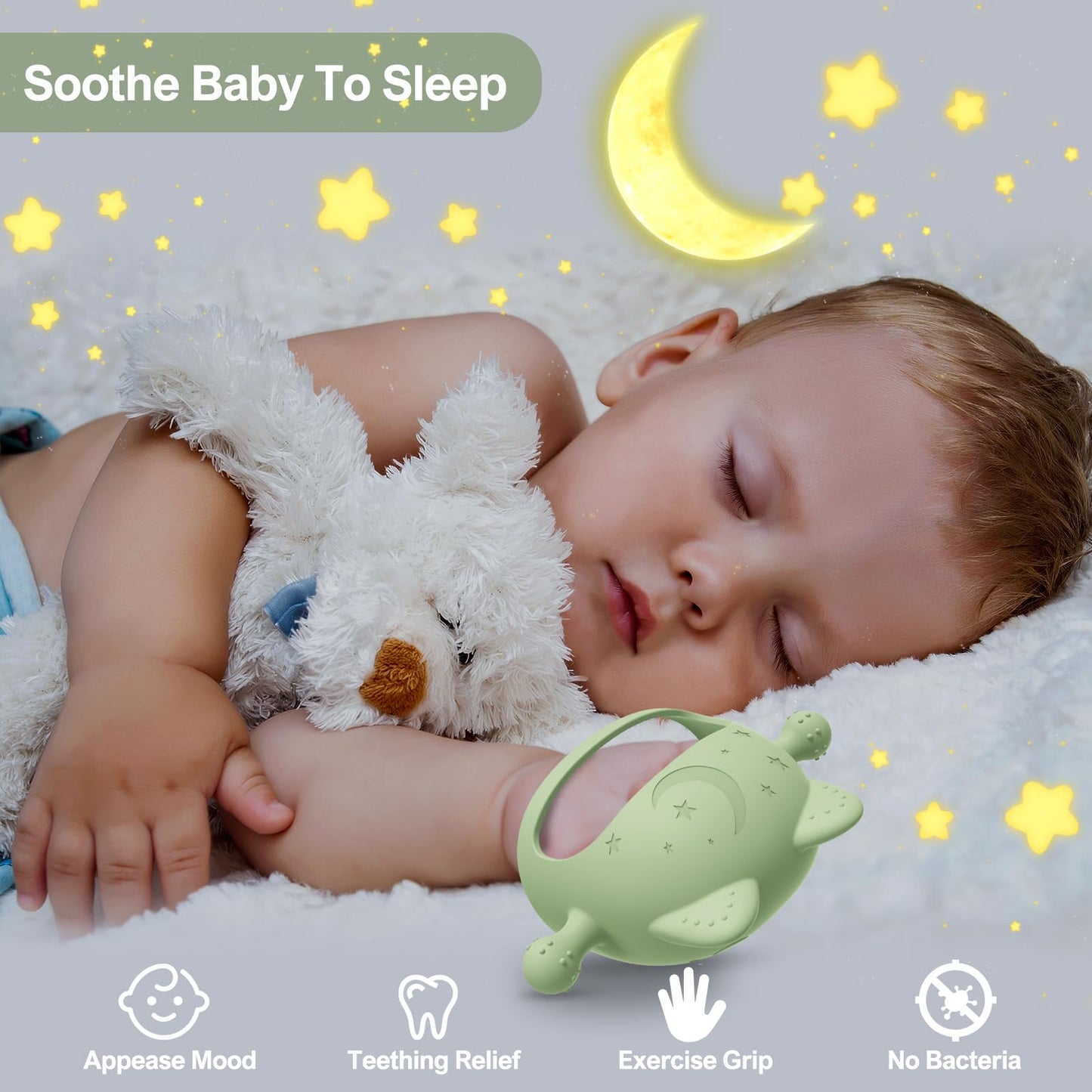 Baby Teethers 0-6 Months,Teething Toys for Babies 0-6 Months,Never Drop Baby Chew Toys for Teething Relief,Infant Hand Teether Pacifiers for 0-6 Months,Ideal Baby Toys Gifts for New Moms(Cartoon Cat)