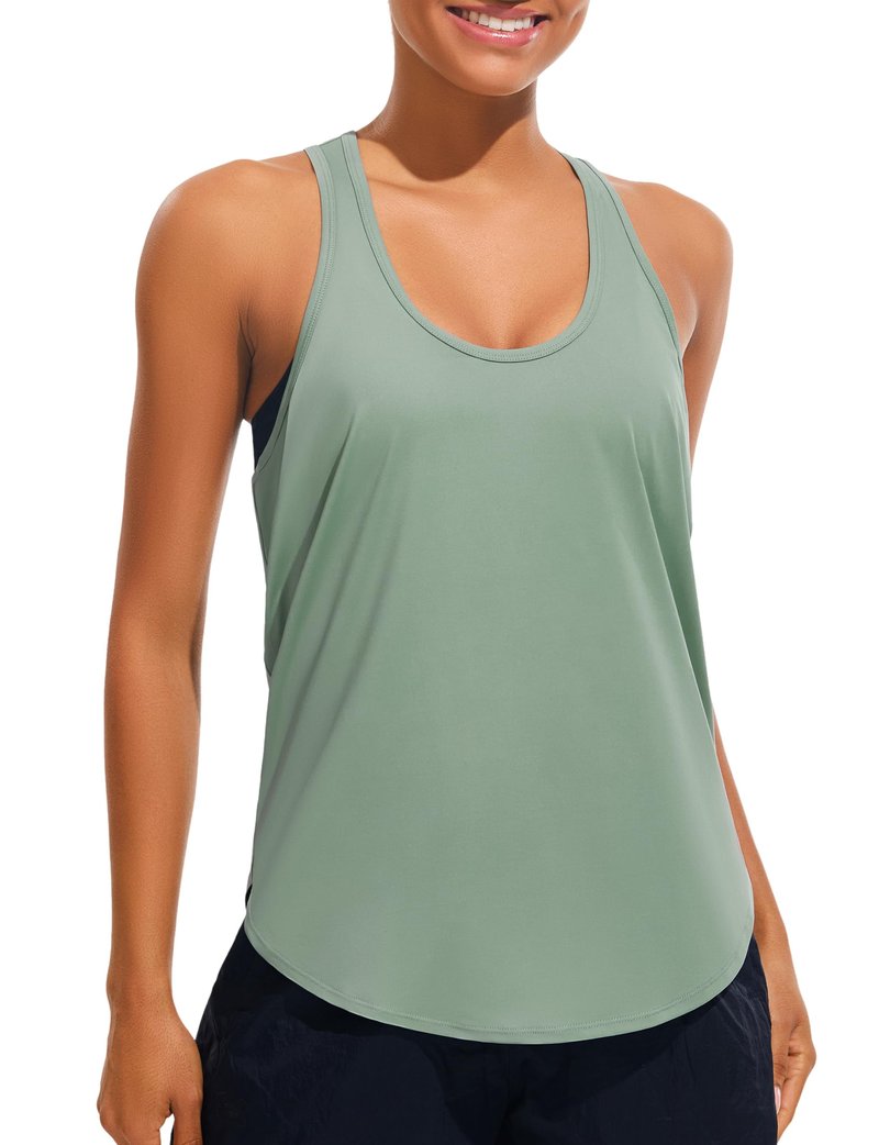 JOYSPELS Workout Tank Tops for Women, Ice Silk Quick Dry Athletic Running Shirts, Loose Fit Racerback Gym Tops