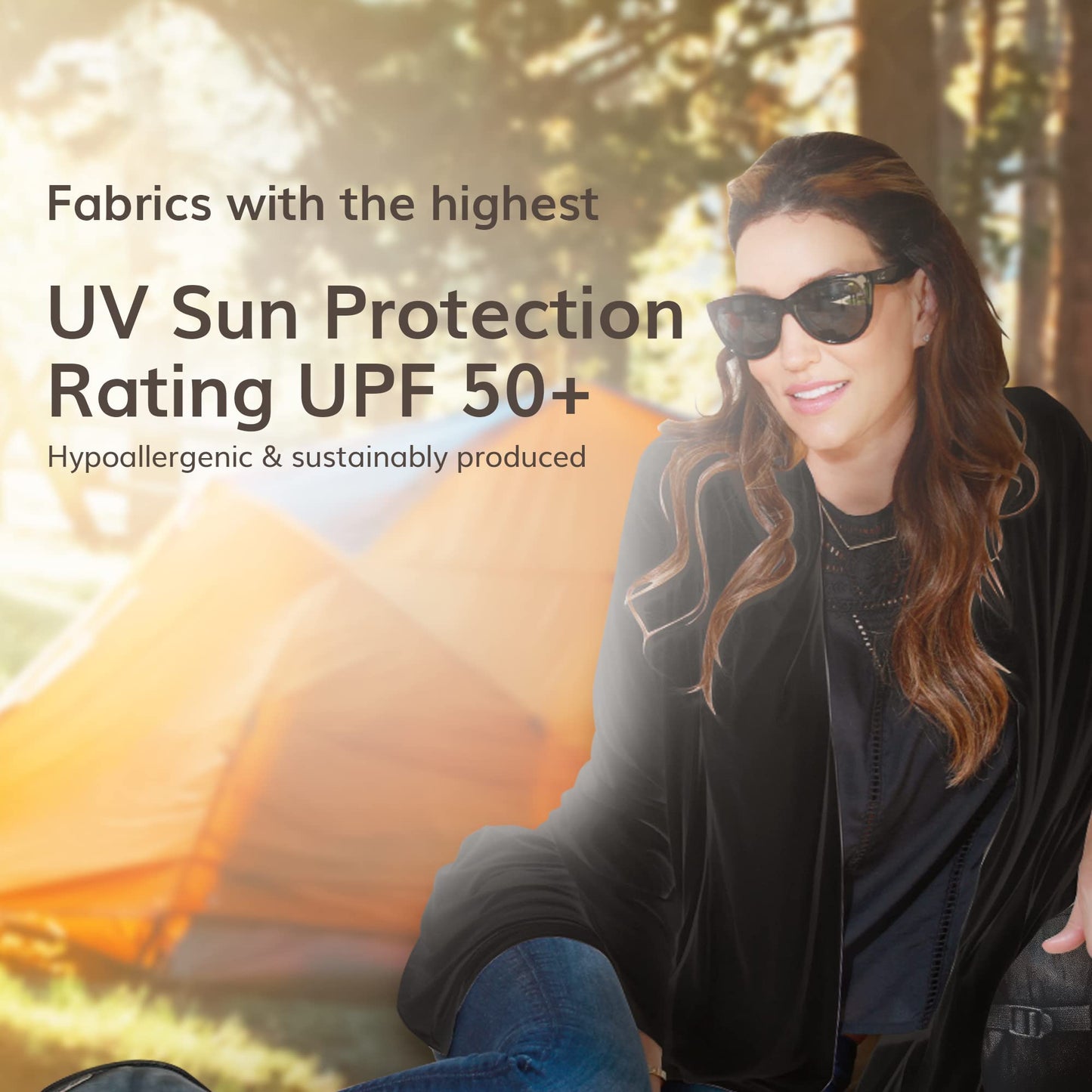 Happyluxe Travel Shawl Wraps for Women - 68x35in Black Wrap. Lightweight UPF50+ Pashmina, Airplane Travel Blanket Scarf