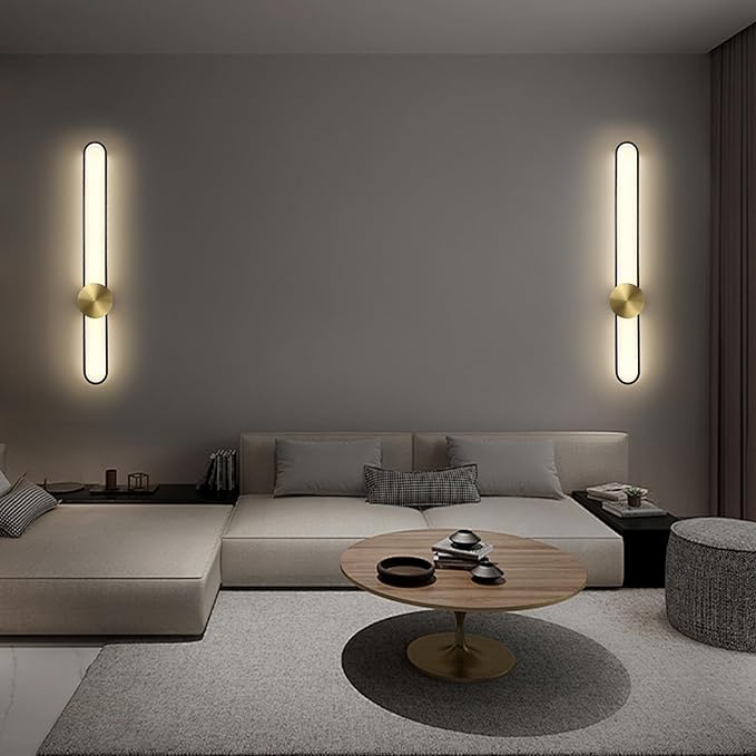 JAYMP Modern Wall Sconce Dimmable LED Wall Light Fixture, Hardwired Wall Lamp for Living Room, Dining Room, Bedroom, Hallway, Lobby, Entryway (Brushed Black, H56cm/22inch)