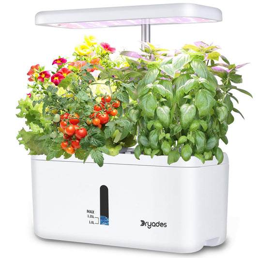 DRYADES Indoor Garden System 19 Watt LED Growing Light Upgrade 2 Self-Watering Soil-Cultivated Growing Pots Gardening Gifts for Mom Plant Pot for Vegetables Herbs Tomato(No Seeds&Soil)