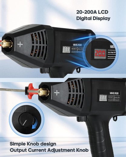 Handheld Welder Machine 110V Portable Welding Machine with IGBT Inverter 6 Variable Current Adjustmen 20-200Amp Welding Output Portable Handheld Welder for 1/16"-1/8" All Size Welding Rod