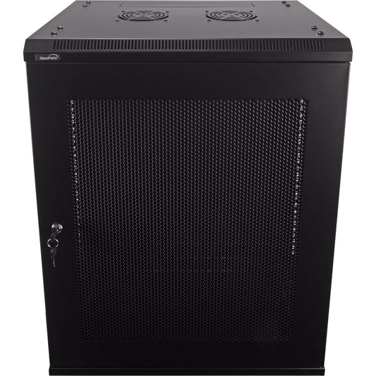 NavePoint 15U Server Rack Enclosure - 17.7” Deep, Wall Mount Network Cabinet with Locking Perforated Door, 19” IT Equipment Compatible, Network Rack, Removable Side Panels, Black