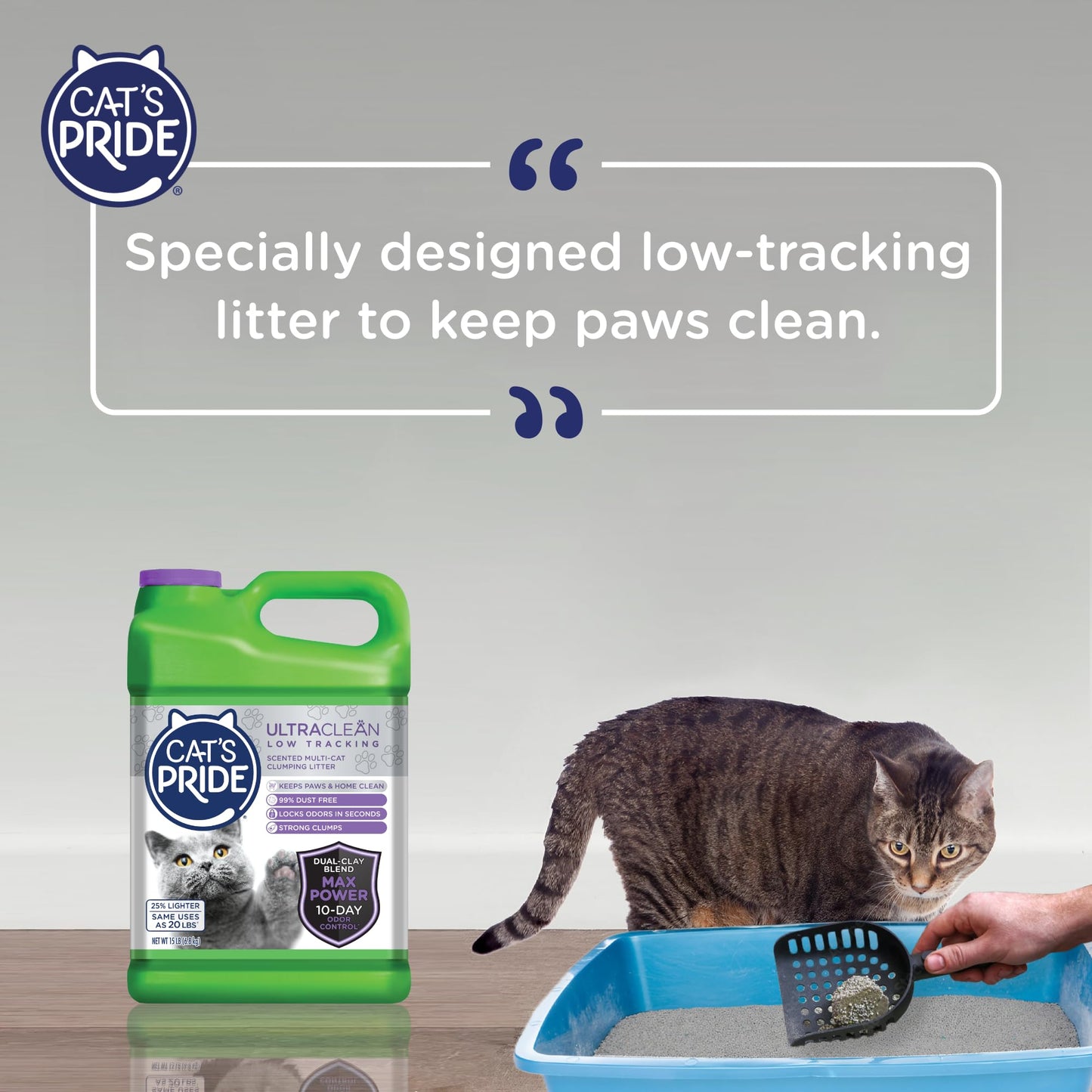 Cat's Pride Max Power: UltraClean Low Tracking Multi-Cat Clumping Litter - Keeps Paws & Home Clean - Up to 10 Days of Powerful Odor Control - 99% Dust Free - Fresh Scent, 15 Pounds