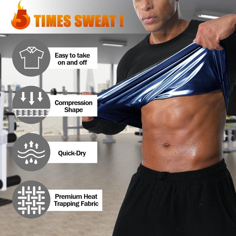 Men's Sauna Shirt - Weight Loss Sweat Suit for Effective Body Shaping | Compression Workout Gear