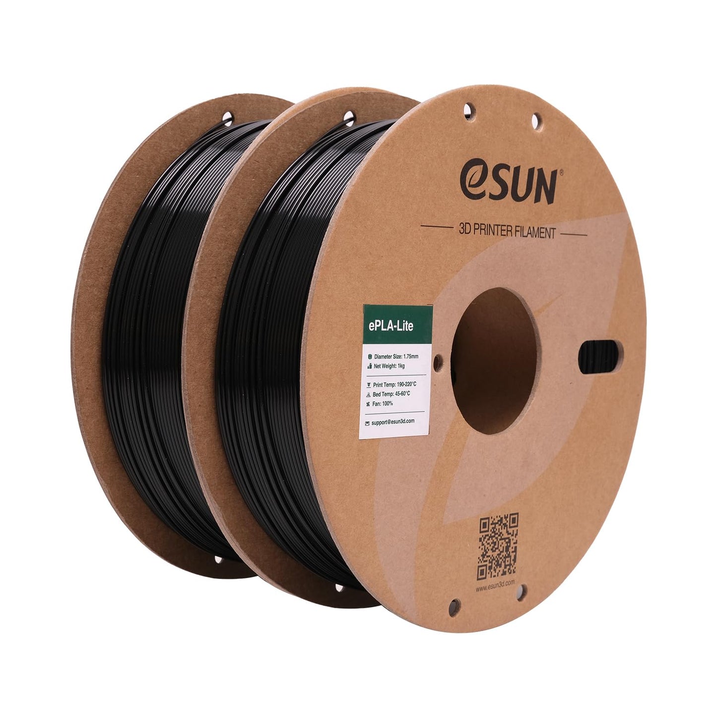 eSUN PLA Filament 1.75mm, 3D Printer Filament PLA Dimensional Accuracy +/- 0.03mm, 1KG per Spool, 2 Spools 3D Printing Filament,Black and Black
