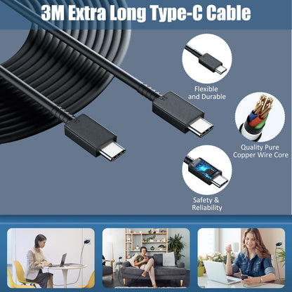 Samsung Fast Charger USB C Plug with USB C Cable 3M Long 25W Type C Super Fast Phone Charging Android Adaptor UK 2-Pack for Galaxy S25 Ultra/S24/S23/S22/S21/iPhone 17/17 Air/17 Pro/Max/16/15 Black