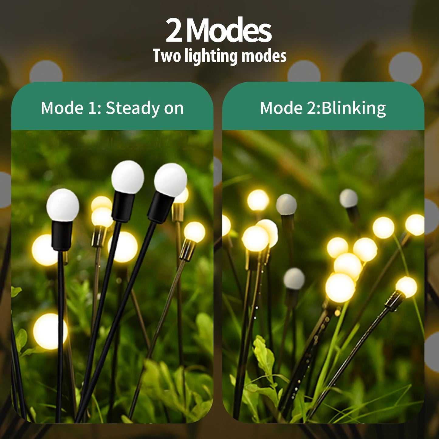 CALFVIC 8 Pack 64 LED Solar Garden Lights - Plastic Swaying Design for Brighter Glow, Solar-Powered & Waterproof, Easy Setup with Two Modes, Perfect for Yard/Garden - Warm White