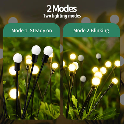 CALFVIC 8 Pack 64 LED Solar Garden Lights - Plastic Swaying Design for Brighter Glow, Solar-Powered & Waterproof, Easy Setup with Two Modes, Perfect for Yard/Garden - Warm White