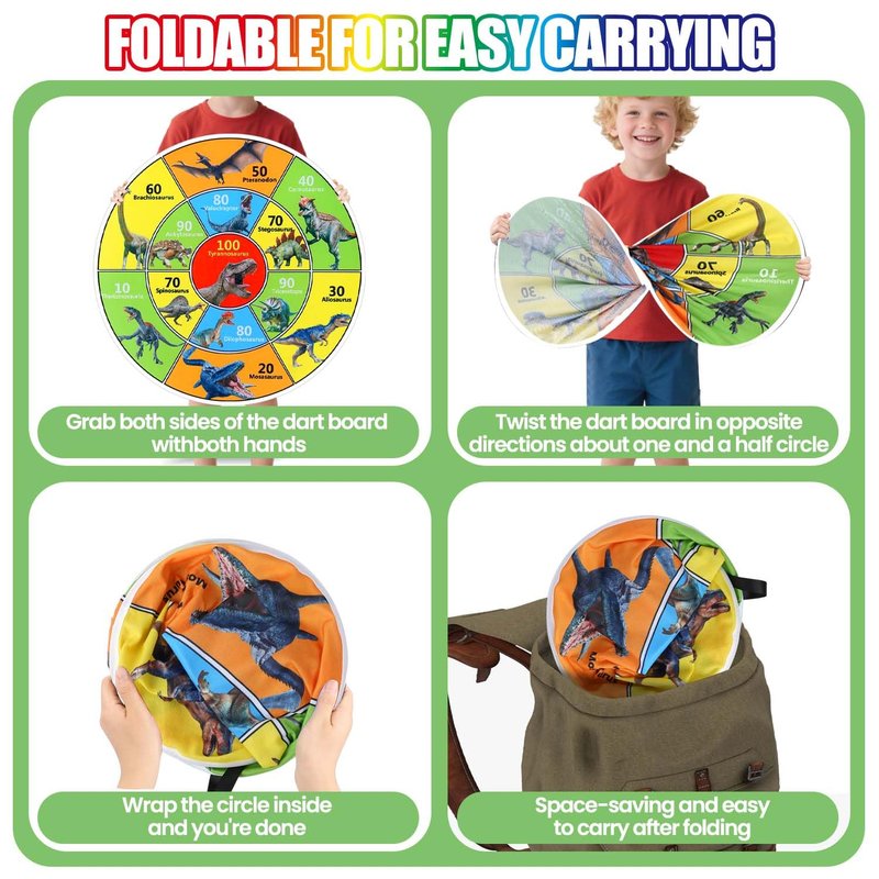 30 Inch LED Dart Board Kids Game,12PCS Sticky Balls,Indoor/Outdoor Sports Carnival Games Yard Party, Suitable for 3 4 5 6 7 8 9 10 Years Old Boys and Girls Birthday Gifts Dinosaur Toys