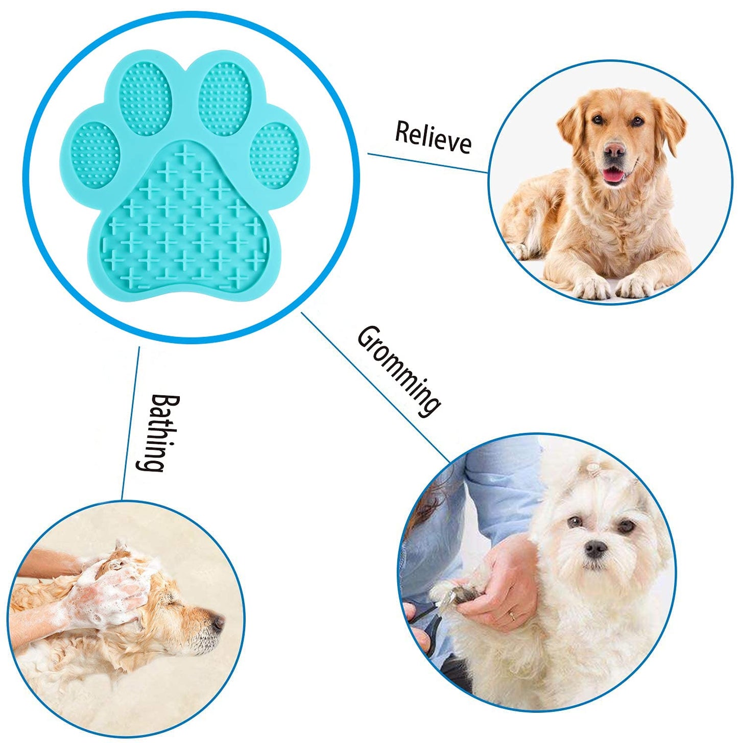 Dog Licking Mat for Anxiety Peanut Butter Slow Feeder Bowls Licking Pad with Strong Suction to Wall for Pet Bathing,Grooming,and Dog Training (Light Blue)