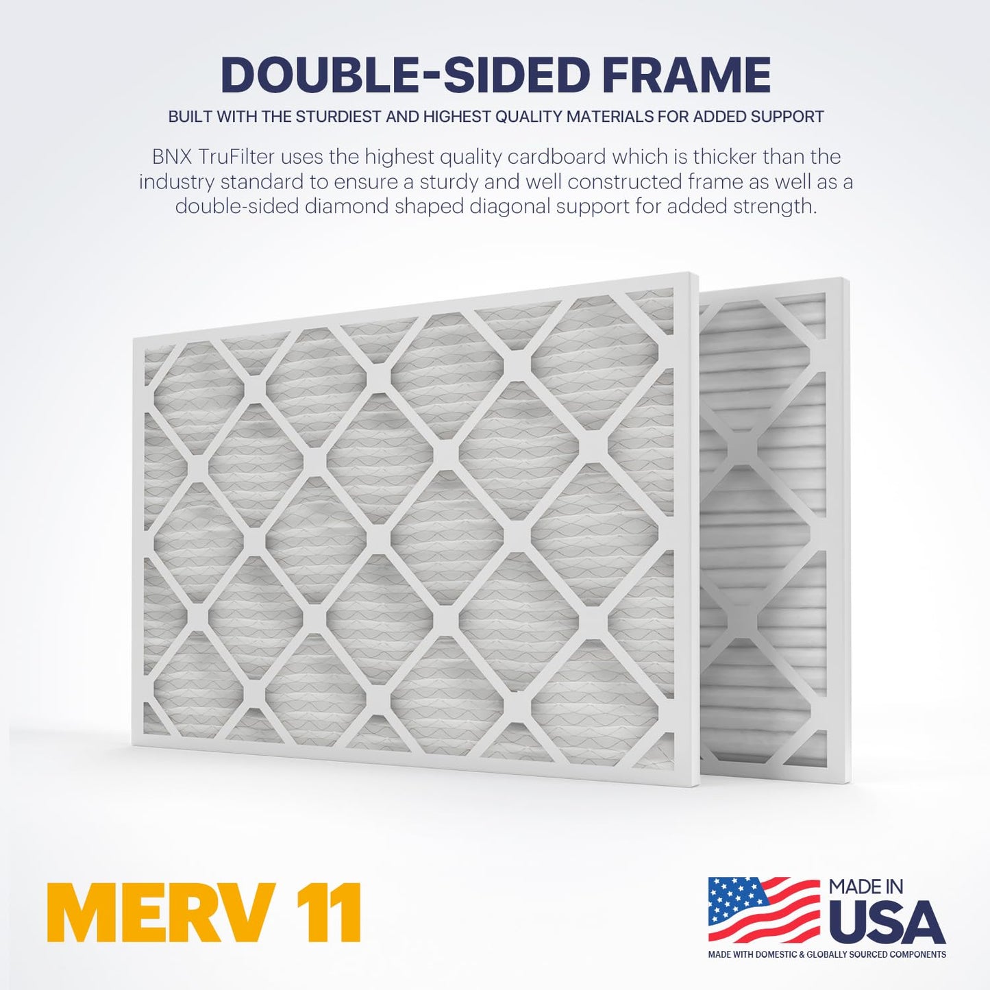 BNX TruFilter 14x14x1 Air Filter MERV 11 (6-Pack) - MADE IN USA - Allergen Defense Electrostatic Pleated Air Conditioner HVAC AC Furnace Filters for Allergies, Dust, Pet, Smoke, Allergy MPR 1200 FPR 7