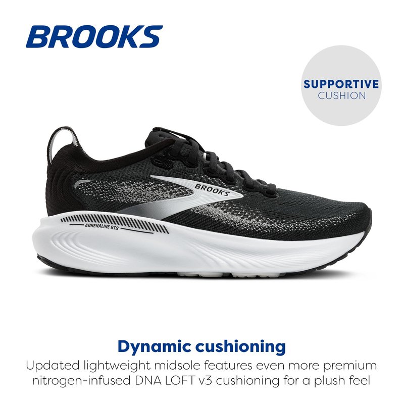 Brooks Women’s Adrenaline GTS 25 Supportive Running & Walking Shoe - Black/Grey/White - 13 Medium