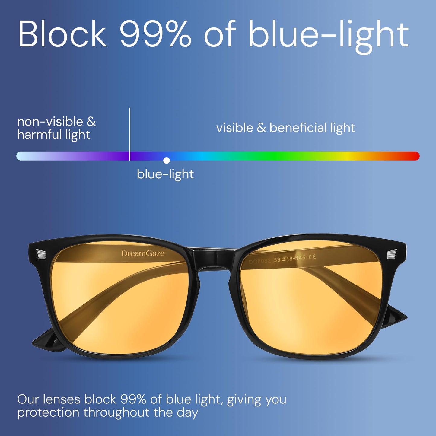 DreamGaze Blue Blocking Glasses for Better Sleep, Anti Blue Light Glasses Men, Gaming Glasses For Men, Anti Eyestrain