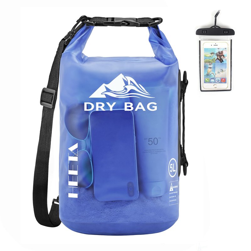 HEETA Dry Bag Waterproof for Women Men, Roll Top Lightweight Dry Storage Bag Backpack with Phone Case for Travel Swimming Boating Kayaking Paddle Board Camping Beach Accessories (Bluish Violet, 40L)