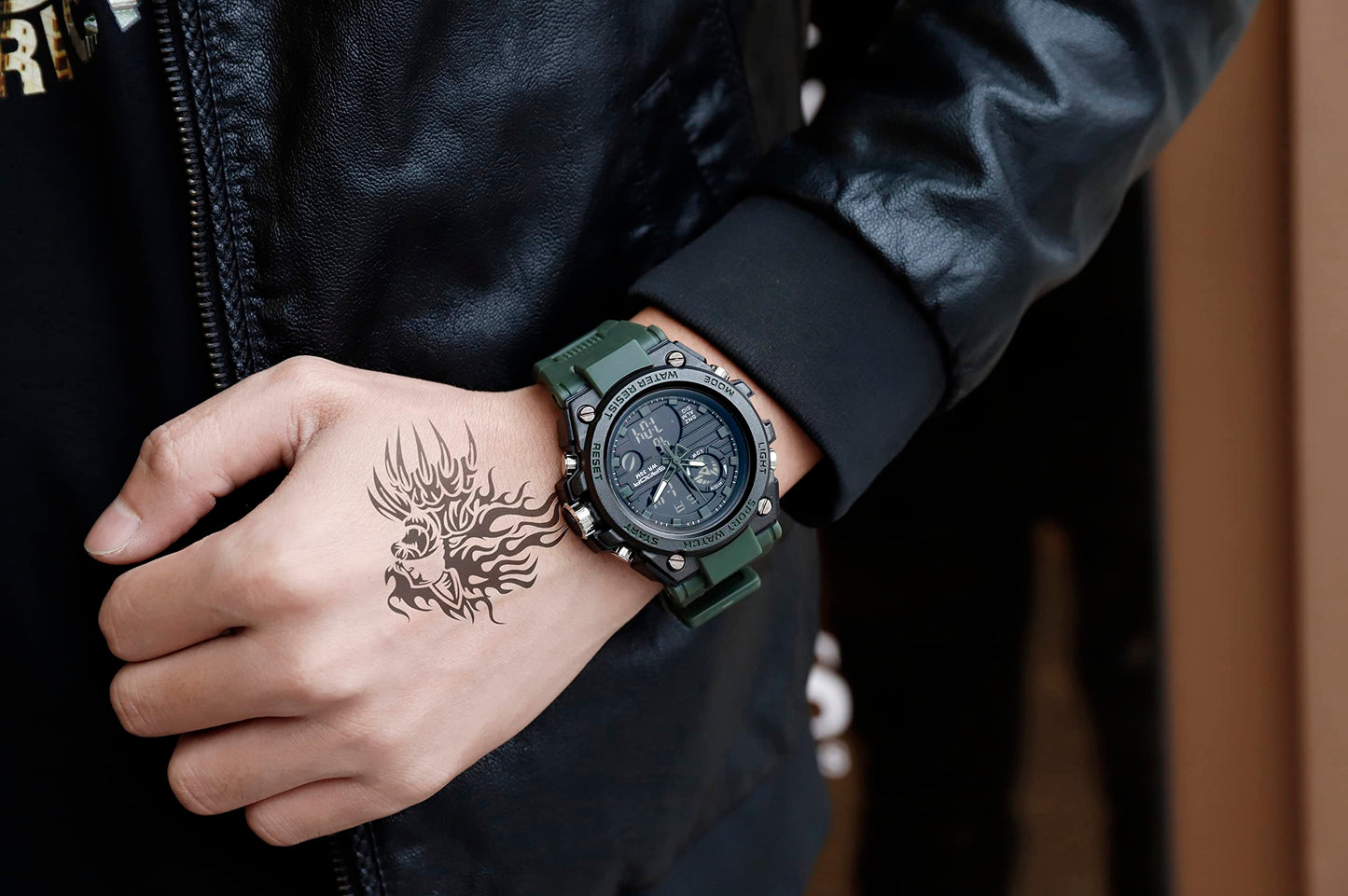 AIMES Men's Watches Sports Outdoor Waterproof Military Watch Date Multi Function Tactics LED Alarm Stopwatch