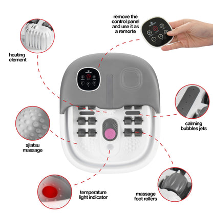 Medical king Foot Spa with Heat and Massage and Jets Includes A Remote Control A Pumice Stone Collapsible Massager with Bubbles and Vibration