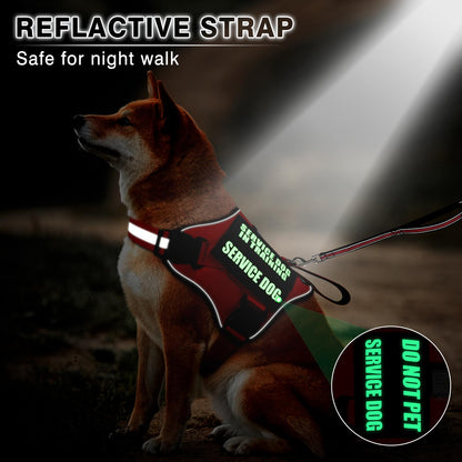 MOOGROU Service Dog Vest Harness and Leash Set+10 Patches,No Pull&Adjustable Reflective Dog Harness with Soft Padded Handle for Training/Everyday,Fit Small/Medium/Large/Extra-Large Dogs (Red S)