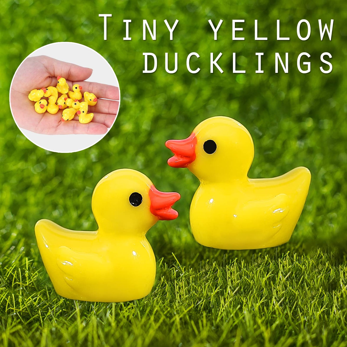 100Pcs Mini Resin Ducks, Tiny Ducks Figurines Bulk for Miniature Dollhouse Decor Accessories Garden Aquarium Potted DIY Ornament Party Toys