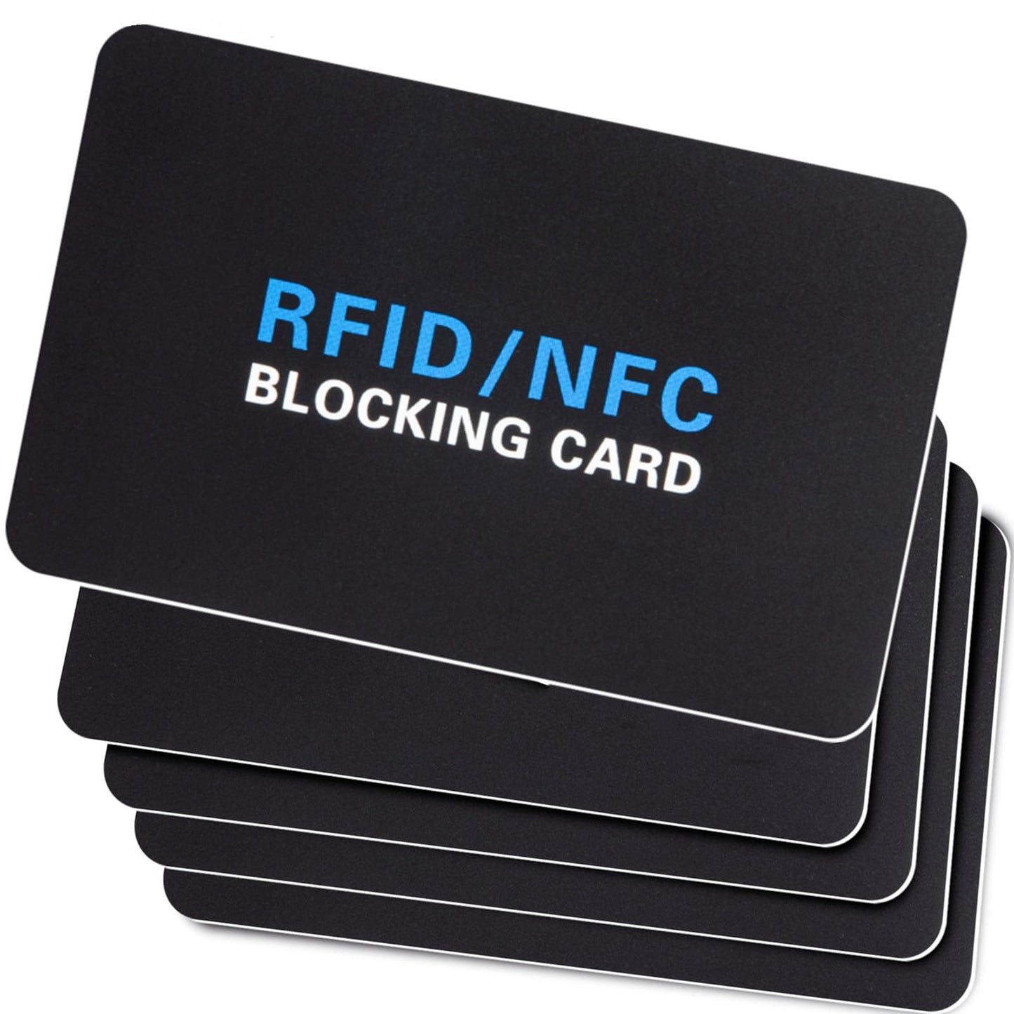 5Pack RFID Blocking Card,Contactless NFC Debit Credit Card Passport Protector blocker,One RFID Card Protects Entire Wallet, without adding bulk Black