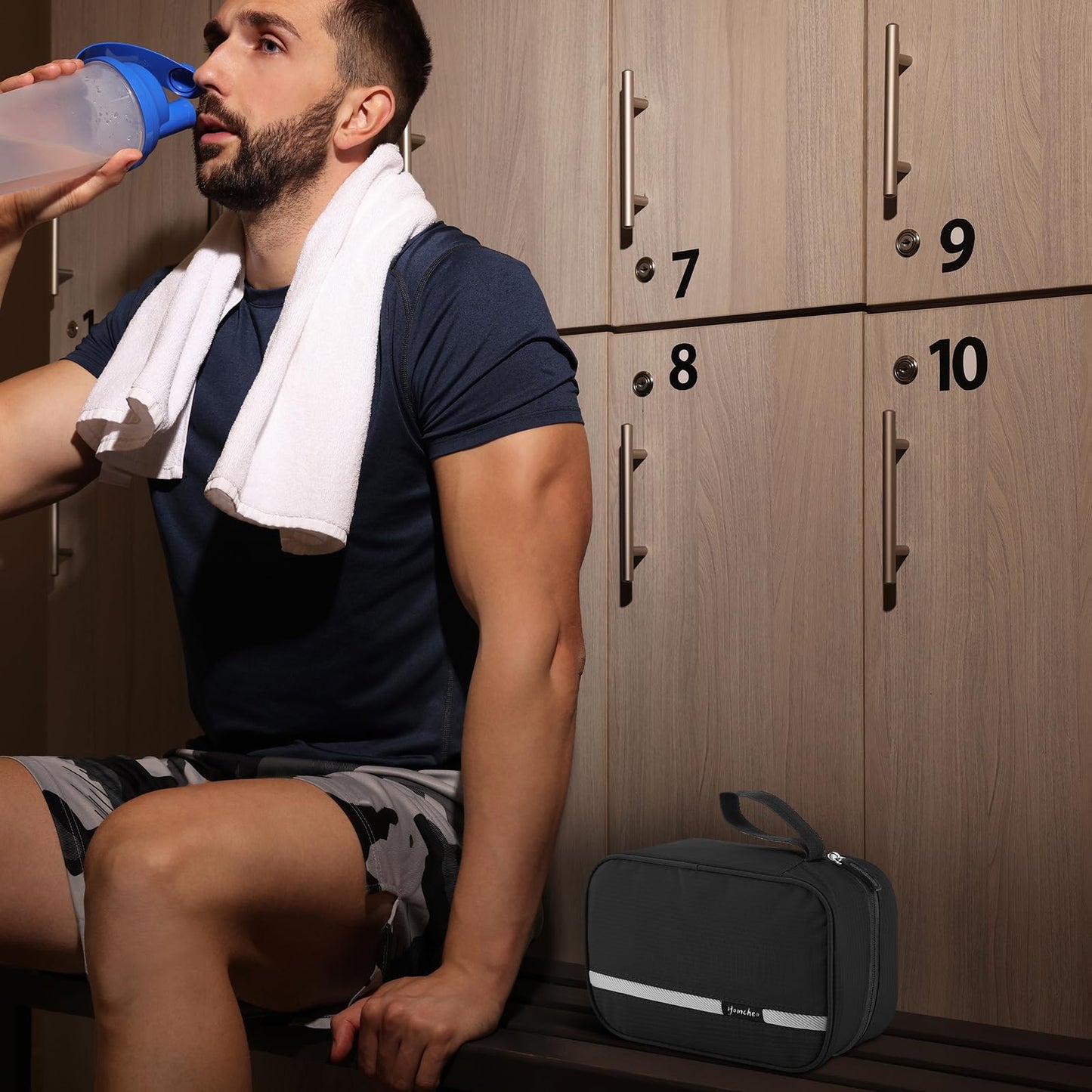 homchen Hanging Travel Toiletry Bag, Waterproof Folding Portable Cosmetic Wash Bag for Men and Women (M, Black02)