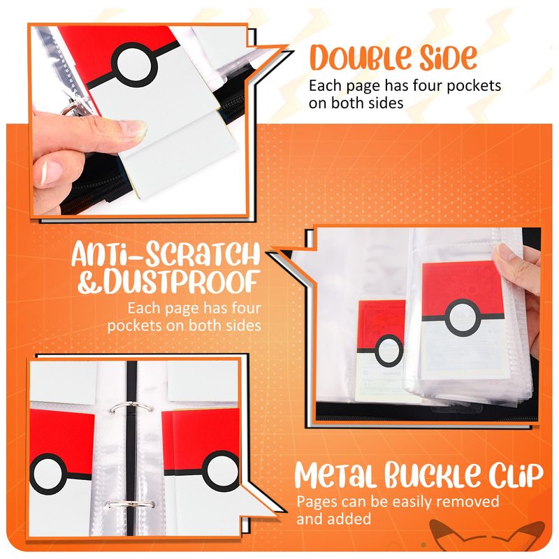 900 - Pockets Trading Card Binder with Removable 50 Sleeves, Card Collector Album with Zipper, Portable Card Holder Book Fits Sports Card, Game Card - Red
