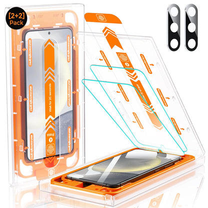 MRGLAS 2+2 Packs for Samsung Galaxy S25 Ultra Screen Protector 6.9'' with Camera Lens Protector [Auto-Dust Removal] [100% Fingerprint Unlock] HD 9H Tempered Glass 10X Military Protection, Zero-Bubble