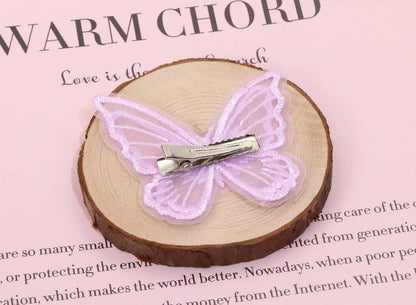 Butterfly Hair Clips Penta Angel 6Pcs Lace Embroidery Flower Butterfly Hair Bow Pins Wedding Hair Accessories for Women Halloween Christmas Party Decor (Light Purple)