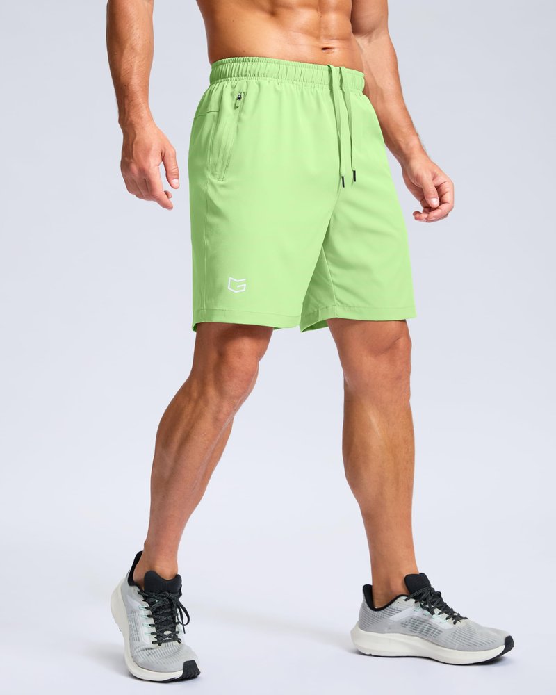 G Gradual Men's Athletic Running Shorts with Zipper Pockets Quick Dry 7"/ 5"/ 9" Workout Gym Shorts for Basketball Hiking(Mint Moment,7M)