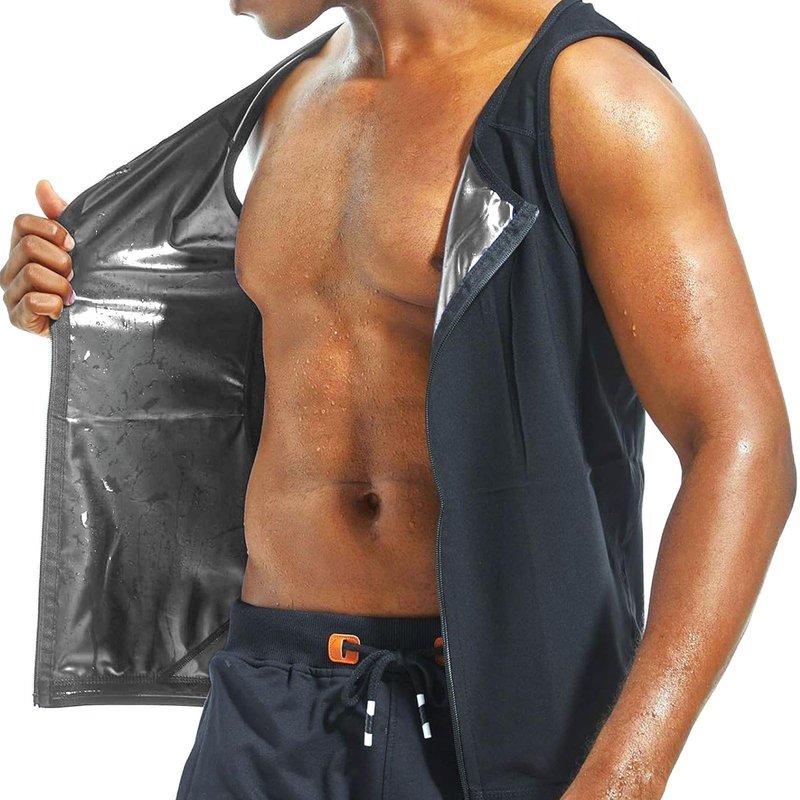 LELTLIMH Men's Sauna Vest Workout Sweat Suits Shirt Tank Top Waist Trainer for Men Compression Enhancing Gym Shapewear (Silvery, LXL)