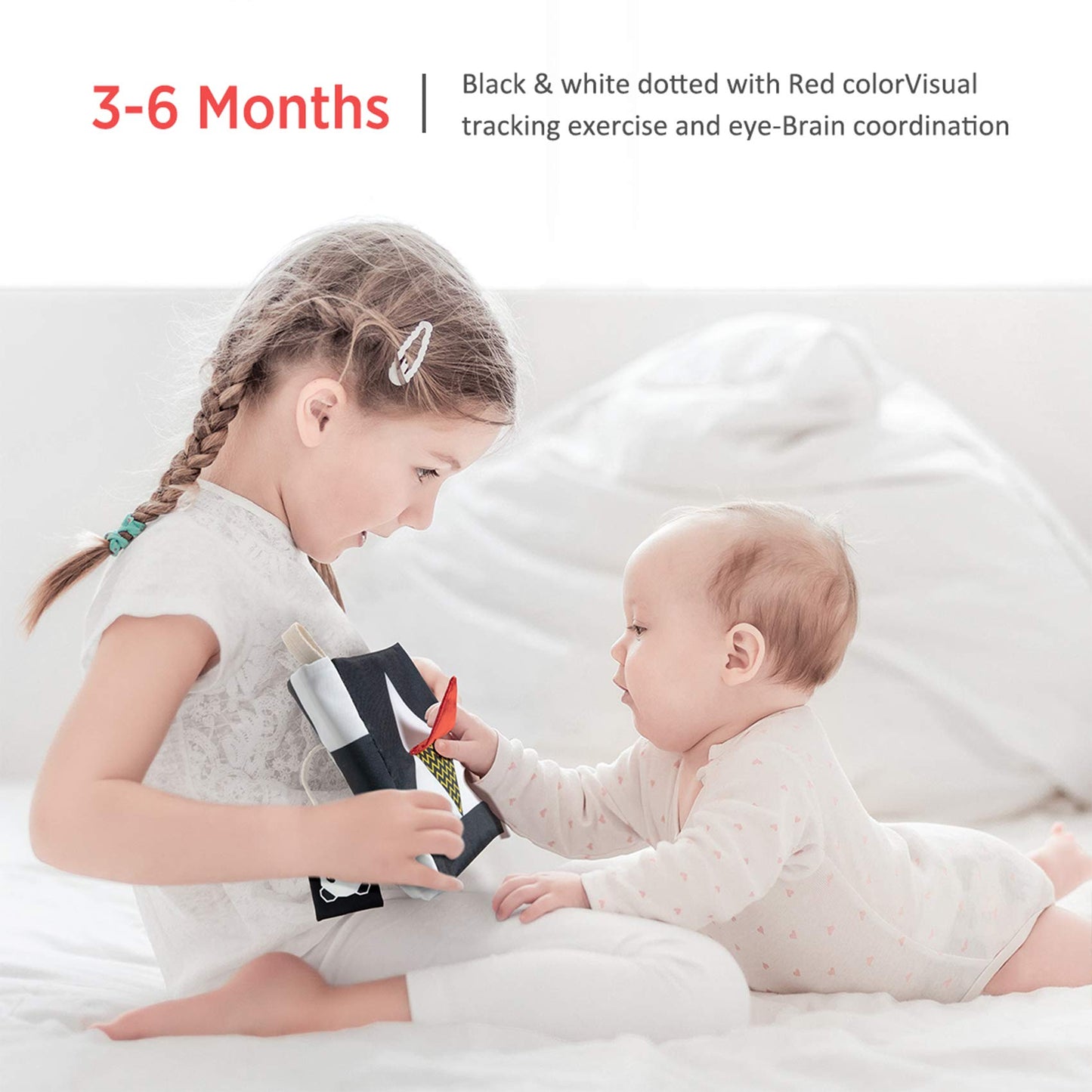 beiens High Contrast Black and White Baby Book - Touch and Feel Crinkle Sensory Toy - Visual Stimulation Interactive Montessori Toys for 0-12 Months Infant Newborn - Baby Gift for Boys Girls