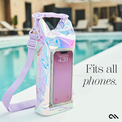 Case-Mate IP68 Waterproof Dry Bag 2L - Roll Top Backpack w/Phone Case/Pouch Boating & Kayak Accessories Essentials for Camping Swimming Beach Fishing Rafting Travel Soap Bubble, CM052390