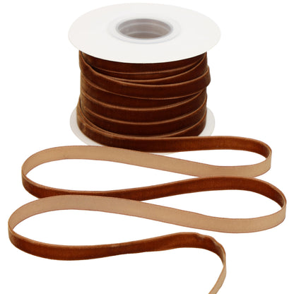 DINDOSAL Brown Velvet Ribbon 3/8 Inch Single Face Dark Brown Thin Velvet Ribbon for Gift Wrapping, Christmas Decorations, Hair Bows, Spring, Handmade Cafts, Home Decor - 25 Yards