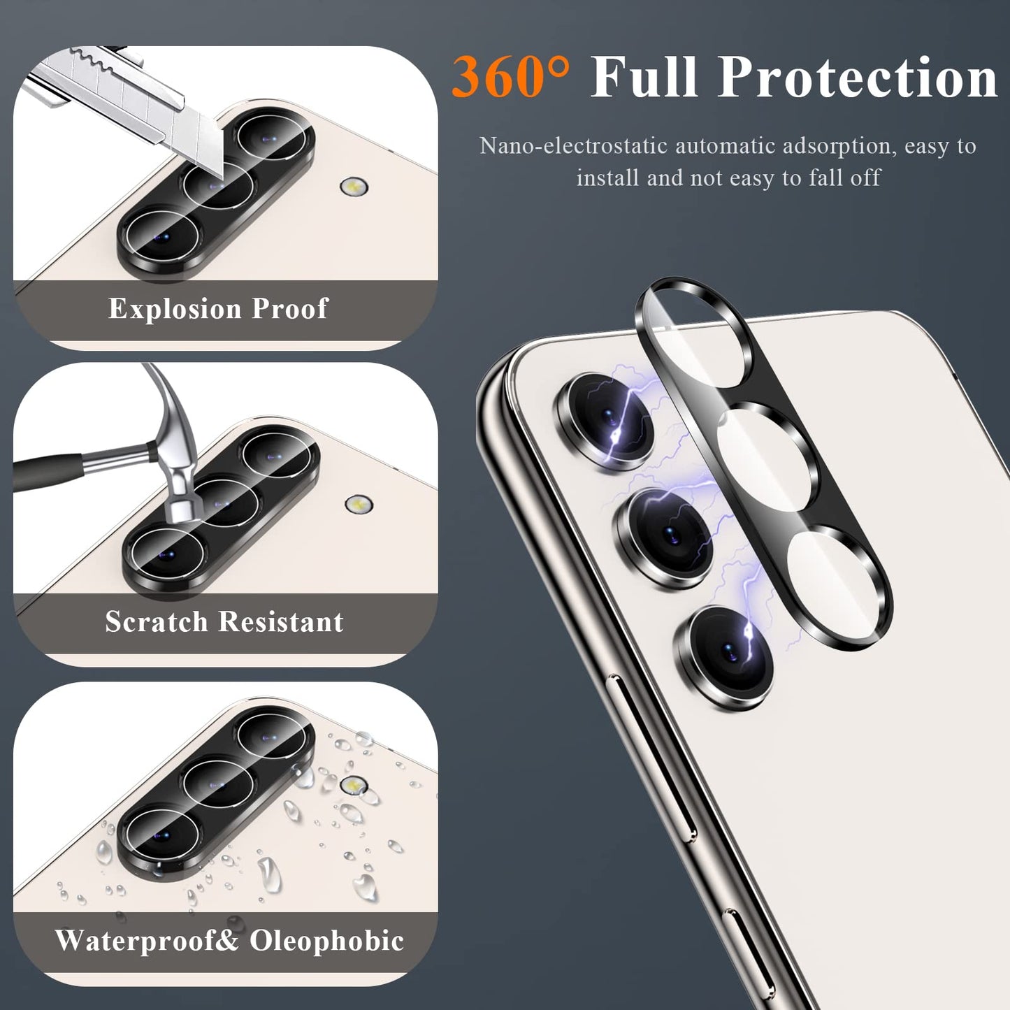 YMHML 3 Pack for Samsung Galaxy S23 Screen Protector Tempered Glass Upgrade Fingerprint Unlock Compatible for 3 Pack Camera Lens Protector, HD Clear Case Friendly Full Screen Protector for Galaxy S23