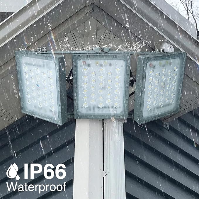 STASUN LED Flood Light Outdoor, 150W 13500lm Outdoor Lighting with 330° Lighting Angle, 3000K, 3 Adjustable Heads, IP66 Waterproof LED Exterior Security Area Lights for Yard, Parking Lot