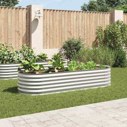 Logeirevo Outdoor Garden Raised Bed, Galvanized Steel Garden Planter Box, Metal Planter Box for Gardening Vegetables Flowers Herb, 94.5"x31.5"x17.3" Galvanized Steel Silver,-1756