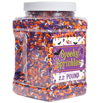 Halloween Sprinkles - 2.2 LB - Orange, Black, Purple and White Jimmies - Spooky Season Sprinkles