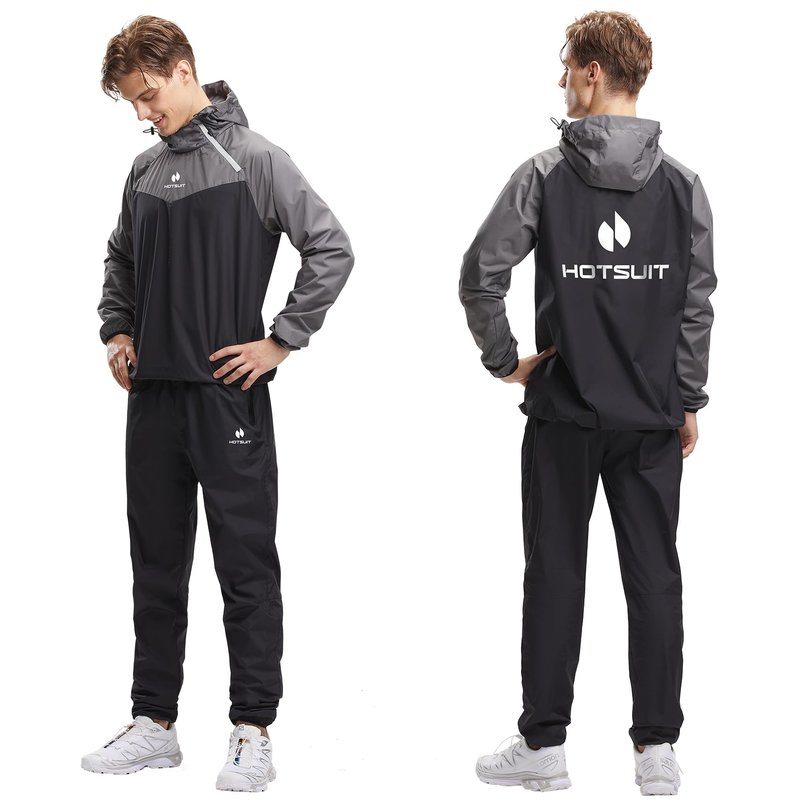 HOTSUIT Sauna Suit for Men Weight Loss Sweat Suits Sauna Jacket Pant Gym Workout, Gray, XXL