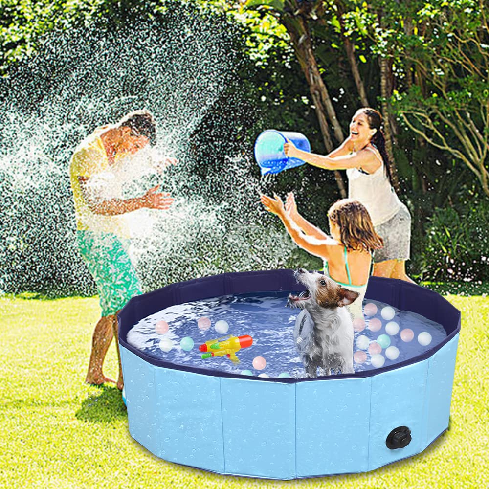 Dog Pool Foldable pet Pool Large Dog Swimming Pool pet Swimming Pool PVC Non-Slip Pool for All Kinds of Pets 63-12in