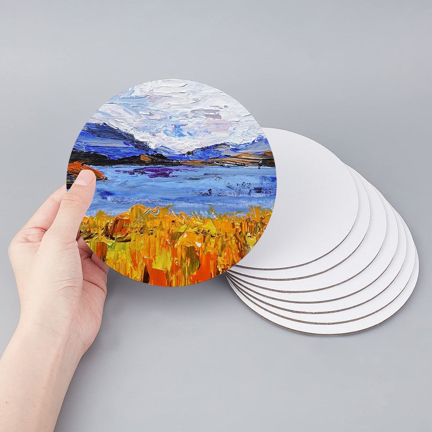 NBEADS 12 Pcs Round Painting Canvas Panels, Blank Canvas Drawing Boards for Oil & Acrylic Painting Students Artist Hobby Painters and Beginners, 15cm in diameter
