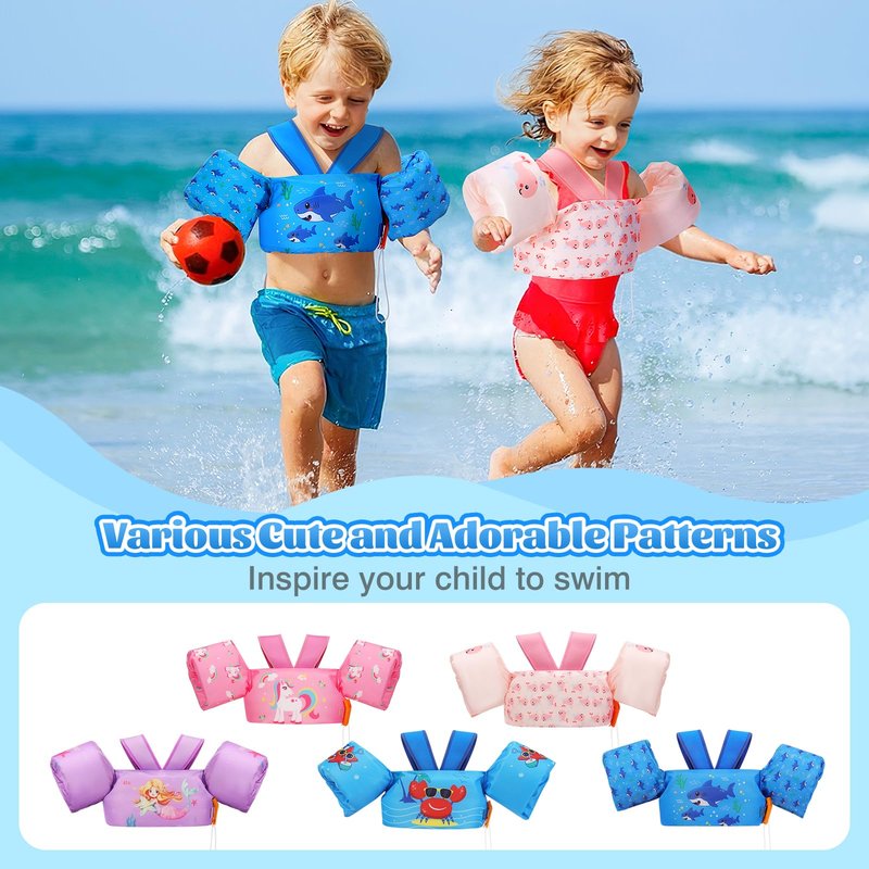 MoKo Swim Arm Band for Kids 20-30-40-50lbs, Toddler Swim Vest Cute Cartoon Swimming Wings Pool Floats Sleeve Children Water Sports Learning Swim Training Equipment, Pink Whale