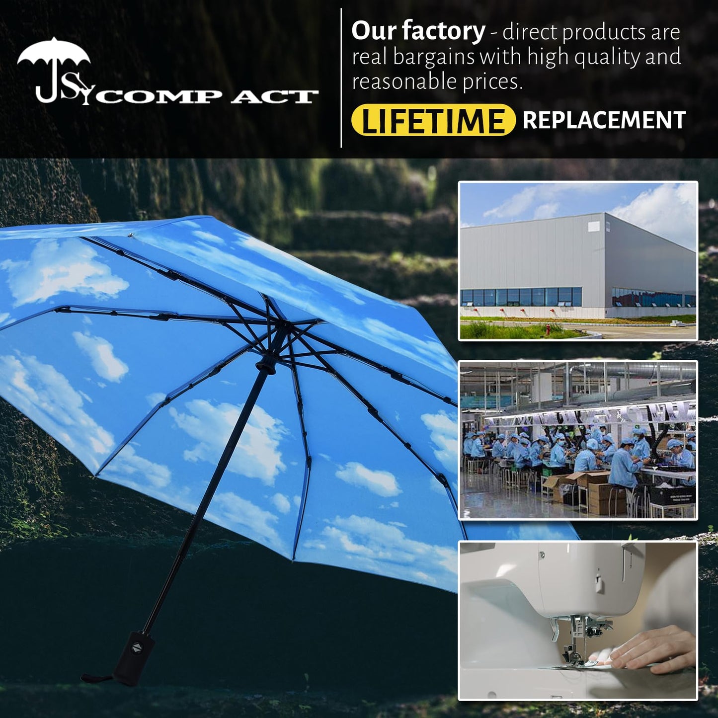 SY Compact Travel Umbrella Windproof Automatic Unbreakable Umbrellas-Factory Direct High Cost-effective Umbrella