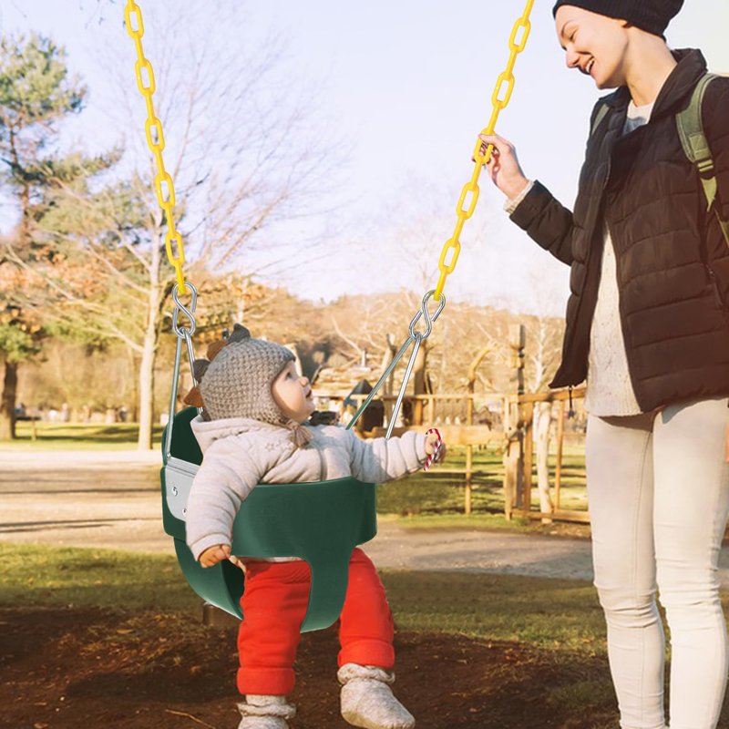 Domaker High Back Toddler Bucket Swing Seat with Coated Chains, Green 2 Pack