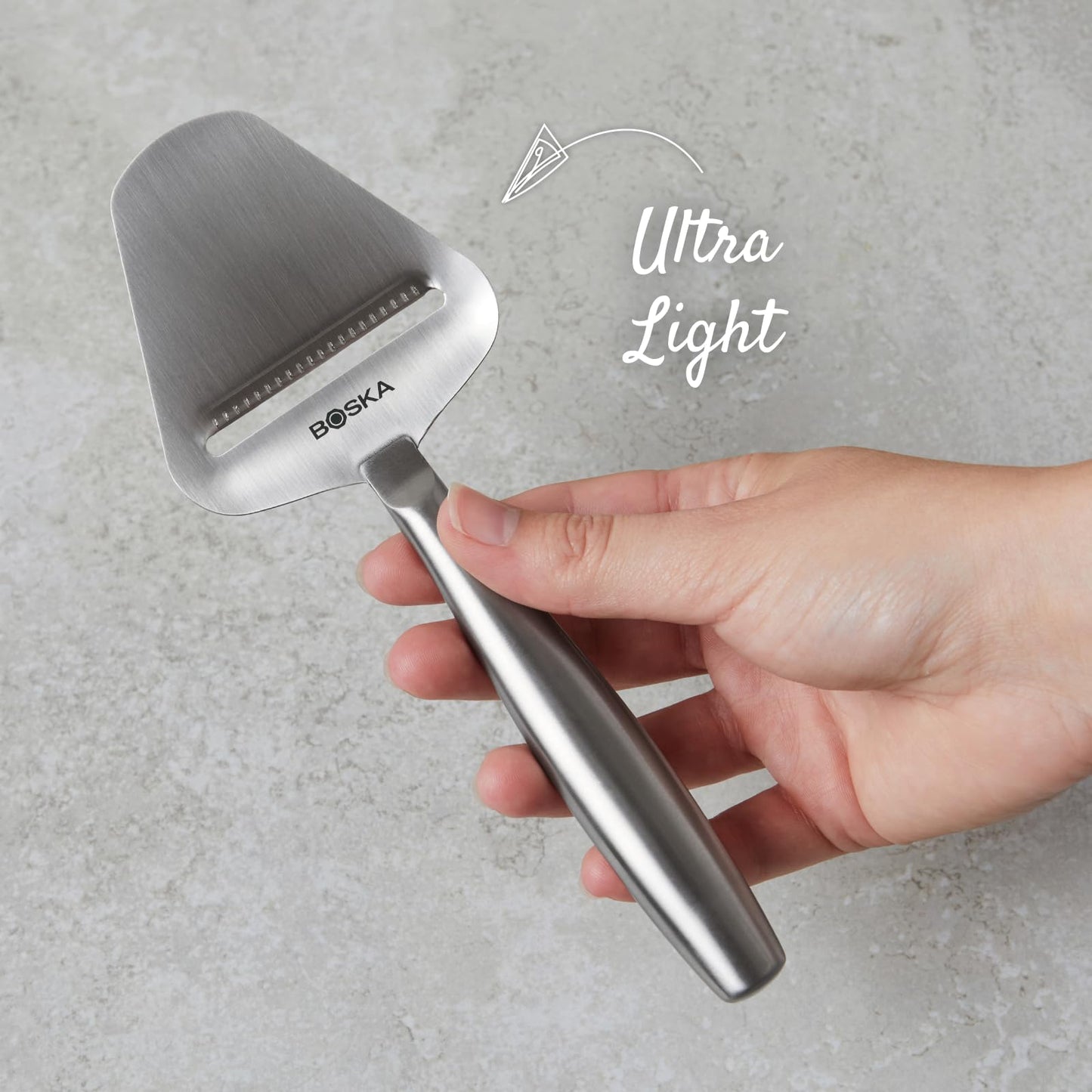 Boska Stainless Steel Cheese Slicer - Copenhagen For All Types of Cheese - Multi-Functional Cheese Slicer - Handheld Slicer - Silver Non-Stick - Dishwasher Safe - For Kitchen Cooking