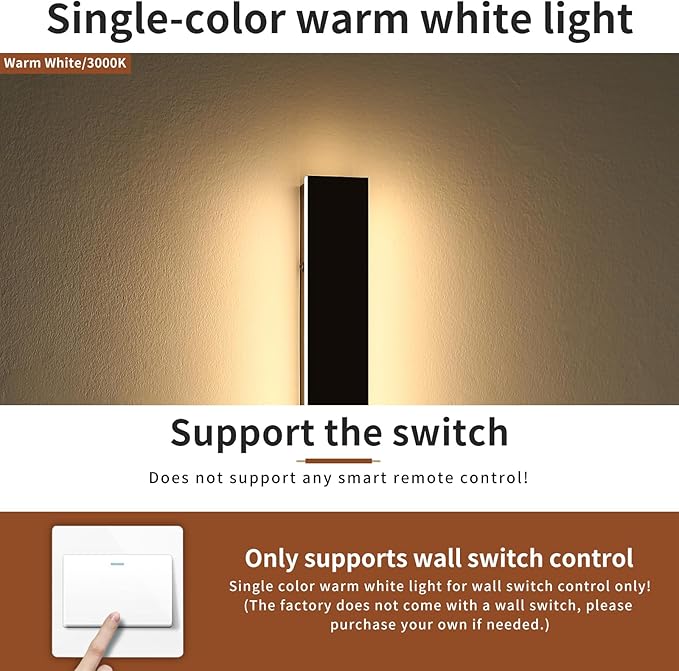 2 Pack 23.6inch Long Outdoor Led Wall Lights, IP65 Waterproof Black Outside Porch Lights, 3000K Warm White, 24W, Modern Exterior Wall Sconces Lighting for Garage, Patio, House, Garden