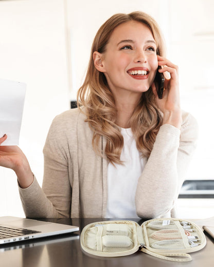 BAGSMART Cord Organizer Travel Cable Bag, Compact Tech Electronic Organizer Travel Case, Essentials for Charger, Cable, Phone, Flash drive - Beige