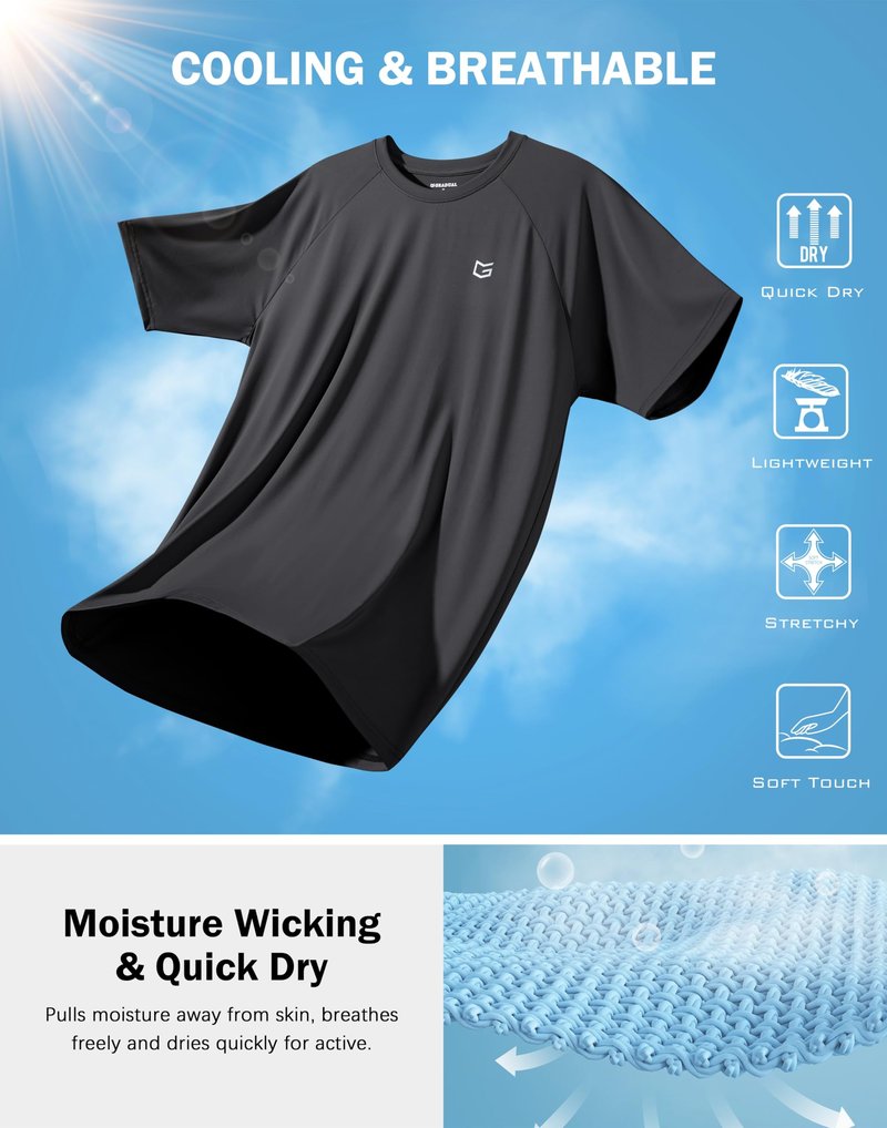 G Gradual Men's Athletic Workout T-Shirts Moisture Wicking Cooling Running Shirts Short Sleeve Performance Tee for Gym Tennis(Dark Grey,L)