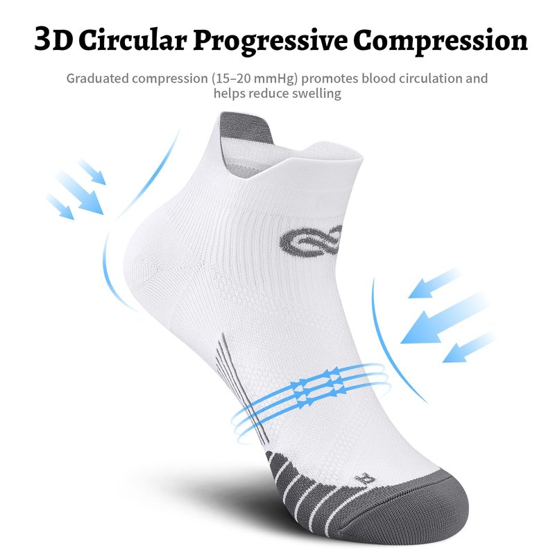 PAPLUS Compression Socks for Men & Women, Low Cut Ankle Running Socks with Arch Support, Plantar Fasciitis Relief for Walking, Cycling, Golf, Travel, Nurses