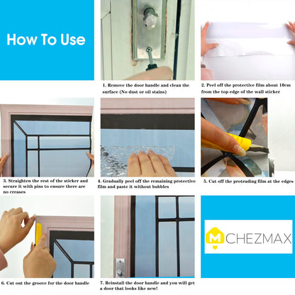 ChezMax Door Stickers Decals 3D Door Murals Peel and Stick, Removable Decorative Vinyl Wallpaper Waterproof Self Adhesive Wall Covers Poster for Home Office Decoration Vivid Bookcase 30.3"W x 78.7"H