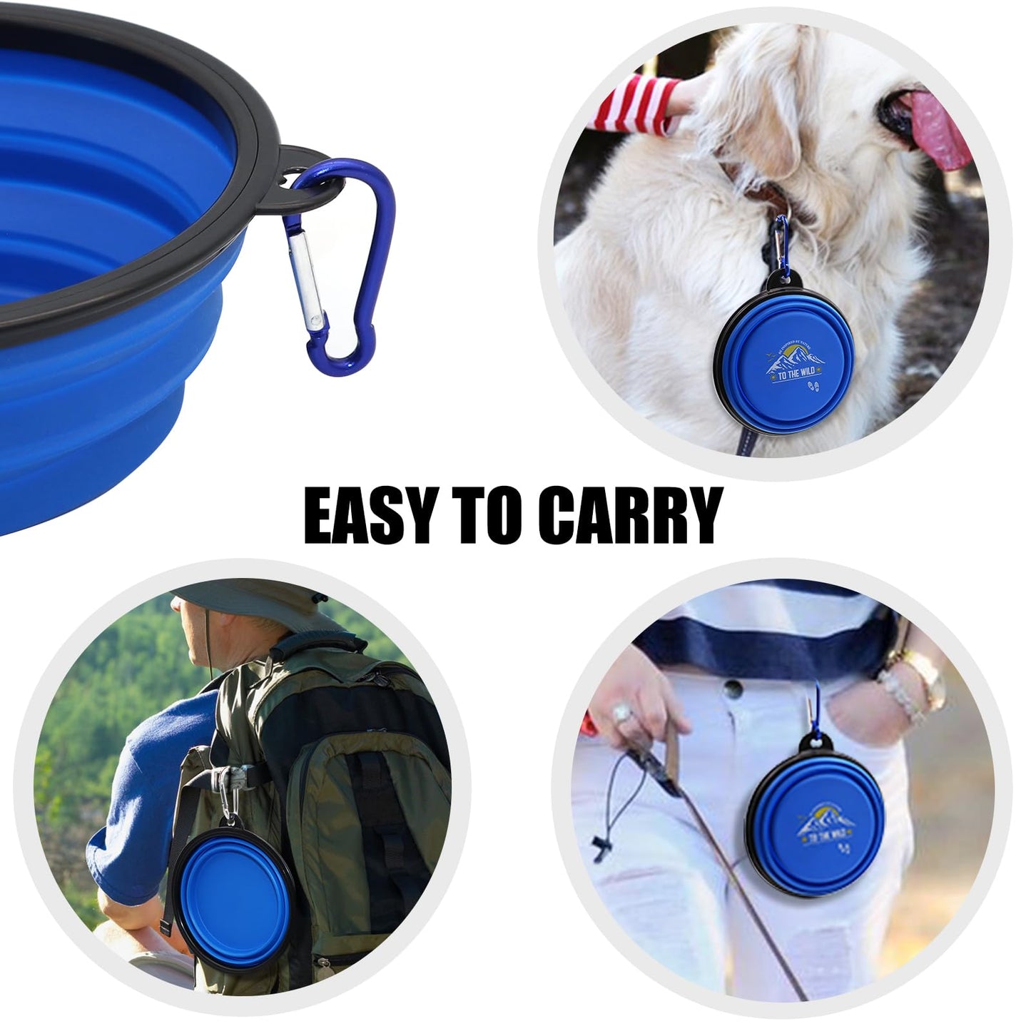 COLLAPSIBLE 2-Pack Small Dog Travel Bowl, Collapsible Bowls for Dogs, Foldable Cat Water Bowl, Portable Pet Traveling Dish (Green & Blue)